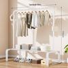 Indoor Double-Rod Floor-Standing Clothes Rack for Balcony or Bedroom