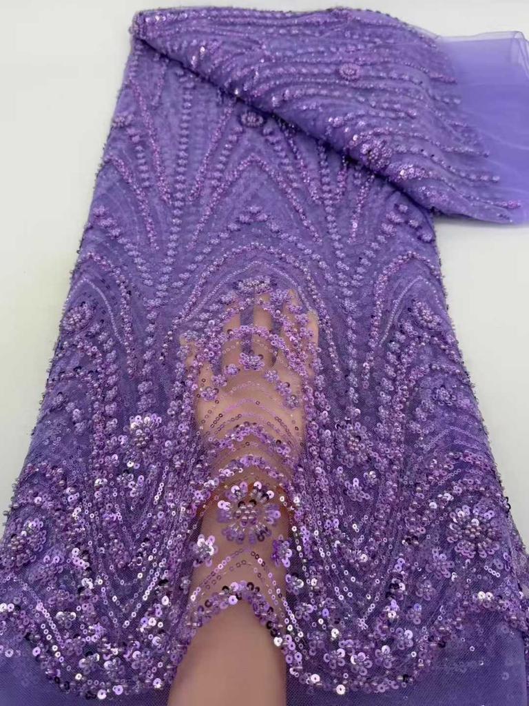 Afrykańska Tkanina Siatkowa z Płatkami 2026 Wysoka Jakość 5 Jardów Nigeryjska Francuska Koronka dla Pana Młodego Tkanina do Szycia Luksusowe Sukienki Weselne Imprezowe