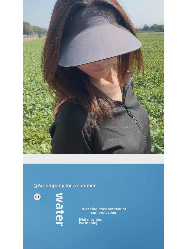 Women's Seamless Sun Protection Hat: Large Brim, Hollow Top for Cycling In Spring and Summer