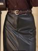 Women's High-Waisted Leather Skirt with Belt - Autumn/Winter Collection