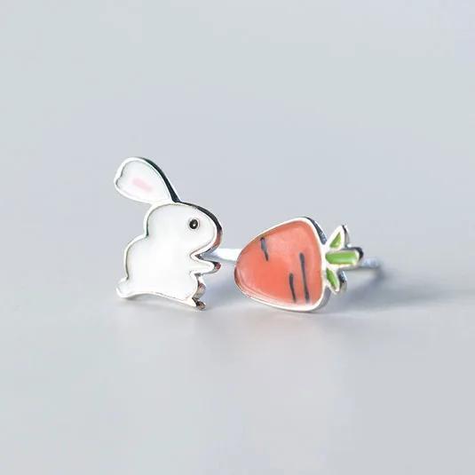 925 Silver rabbit turnip Stud Earrings for Women Girls -silver-jewelry brincos brinco