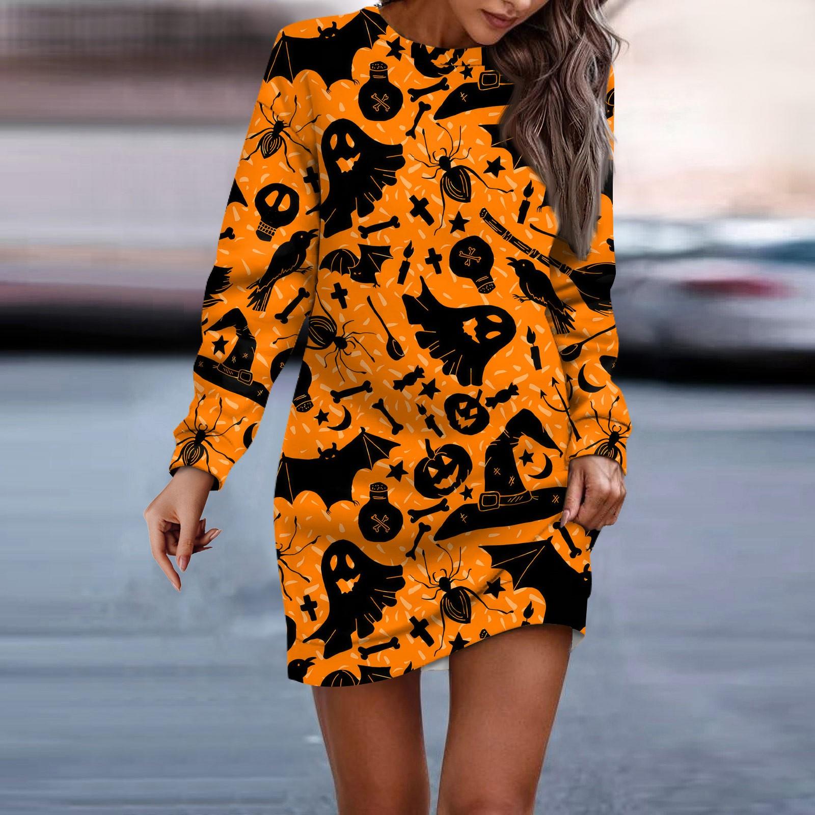 Женское платье-свитер с круглым вырезом и длинными рукавами на Хэллоуин M винный — фото 9