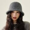 Autumn Winter Knitted Bucket Hat Women's Curling Solid Color Warm Fisherman Hat
