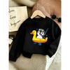 European sizes Cute Cartoon Penguin and Duck Print Kids' Spring Lightweight Round Neck Sweatshirt, Comfortable Outdoor Wear Design for 0-3 Years Old