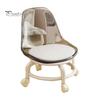 Low Rolling Stool with Backrest 360 Degrees Swivel Wheels Faux Leather Cushion Roller Seat Heavy Duty Rotating Mini Chair Seating Stool