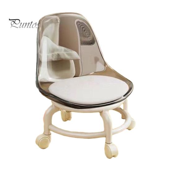 Low Rolling Stool with Backrest 360 Degrees Swivel Wheels Faux Leather Cushion Roller Seat Heavy Duty Rotating Mini Chair Seating Stool