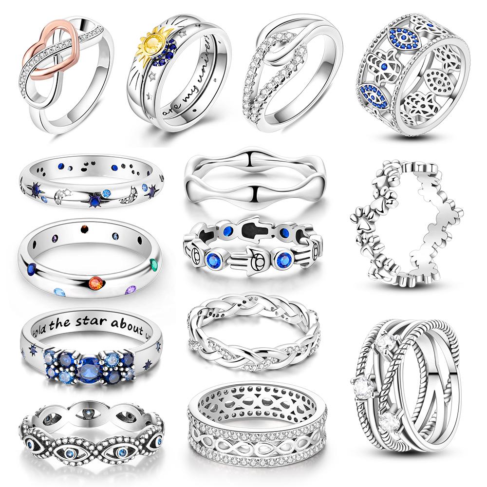 Copper Plated Mystic Star Shape Ring Infinite Love Authentic Design Zircon CZ Wedding Rings Jewellery Women Gift