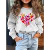 European Sizes Valentine's Day Kids' Creative Cherish Graffiti Heart Print Fashionable Barty Comfortable Crew Neck Thin Spring/Autumn Sweatshirt