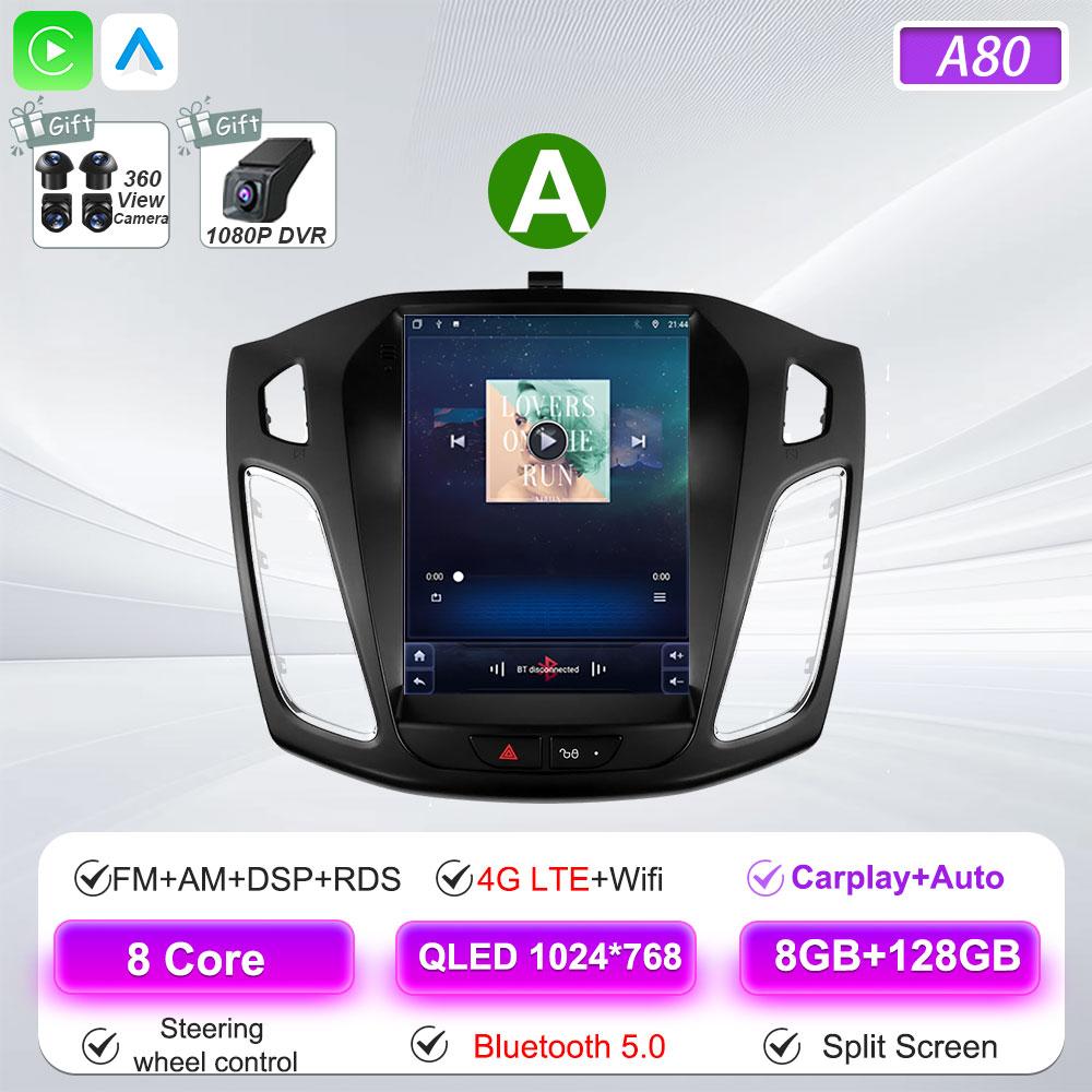 Android 16 Car Radio For Ford Focus 3 Mk 3 2011 2012 2013 2014- 2019 For Tesla Style Carplay Stereo Head Unit GPS 4G Wifi DSP BT