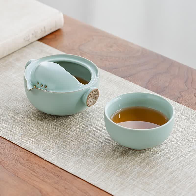 T&T Glaze Shadow Starry Ceramic Travel Tea Set