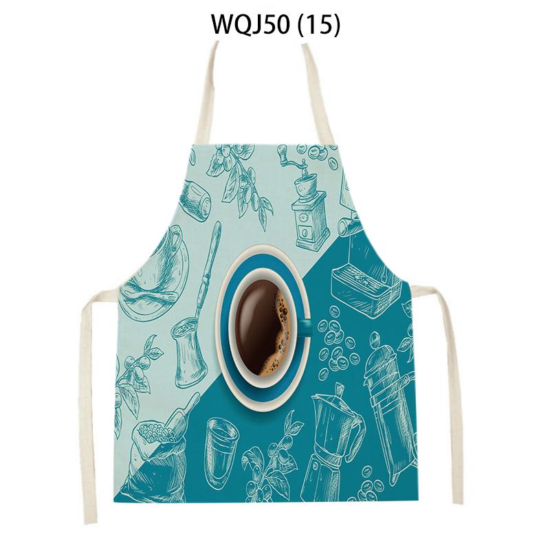 Coffee Hamburger Printed Kitchen Aprons for Adult Kids Household Linen Bib Fruits Vegetables Cooking Baking Apron Cleaning Tool