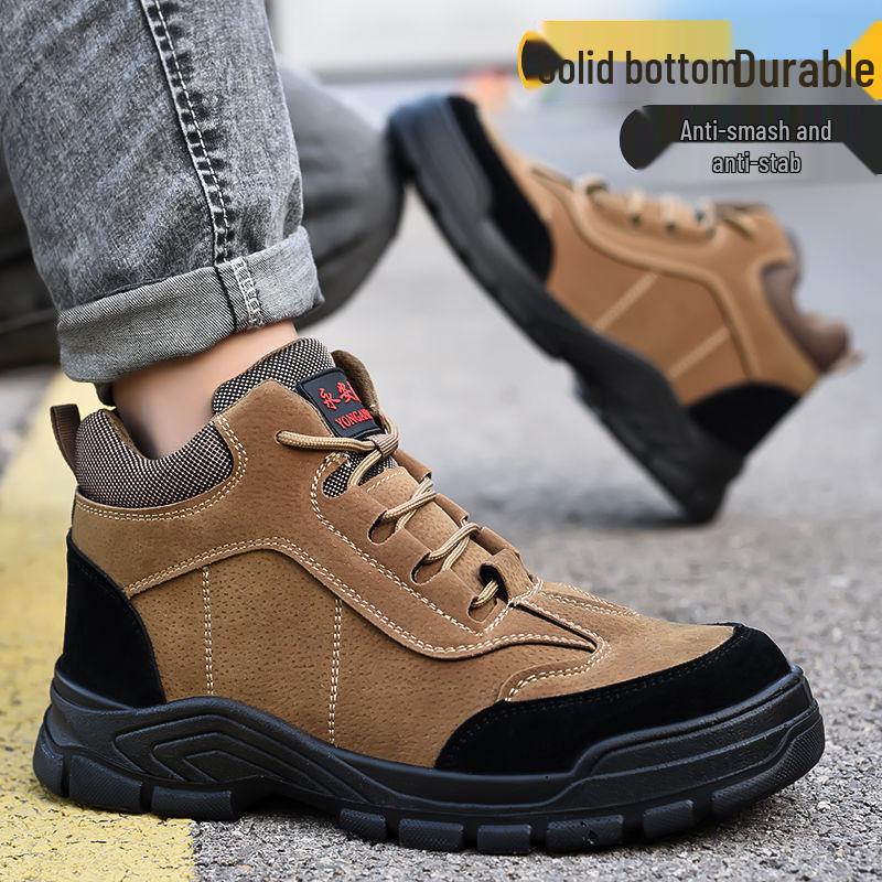 

Men s Steel Toe Safety Work Shoes: Solid Bottom, Anti-Smash, Anti-Puncture, Lightweight, Wear-Resistant, Thick Sole, High-Top Protection. Model 017 Solid Sole All-Season ~ Size 36