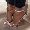 Women's Stiletto High Heeled Sandals Sexy Strappy Open Toe Black Red White Heels Wedding Party Evening Prom Dance Dressy Shoe