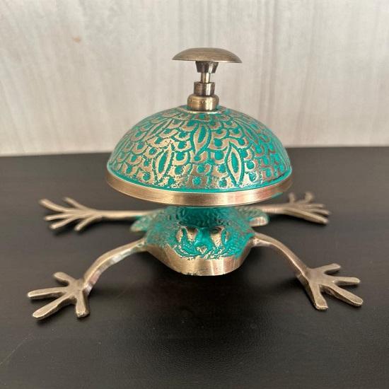 Tischglocke, Frosch-Tischglocke mit grünem Finish, Büro-Rufglocke, Rezeptionstischglocke, Weihnachtsgeschenk, Heim- und Bürodekoration