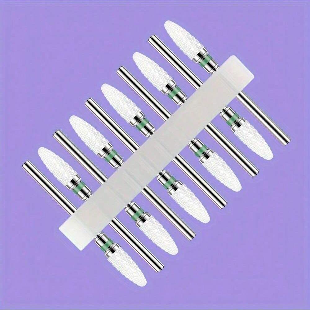 10pc/Set Ceramic Milling Cutter Nail Drill Bits Burr Gel Polish Remove Tools Cuticle Electric Manicure Files Kit Accessories