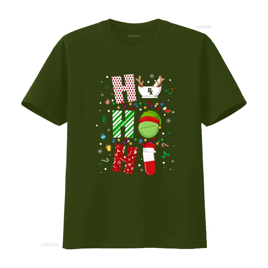 Ho Christmas Pharmacy T Shirt Pharmacist Technician Tech Vintage Top For Everyday Wear Designer Clothes Unisex Casual
