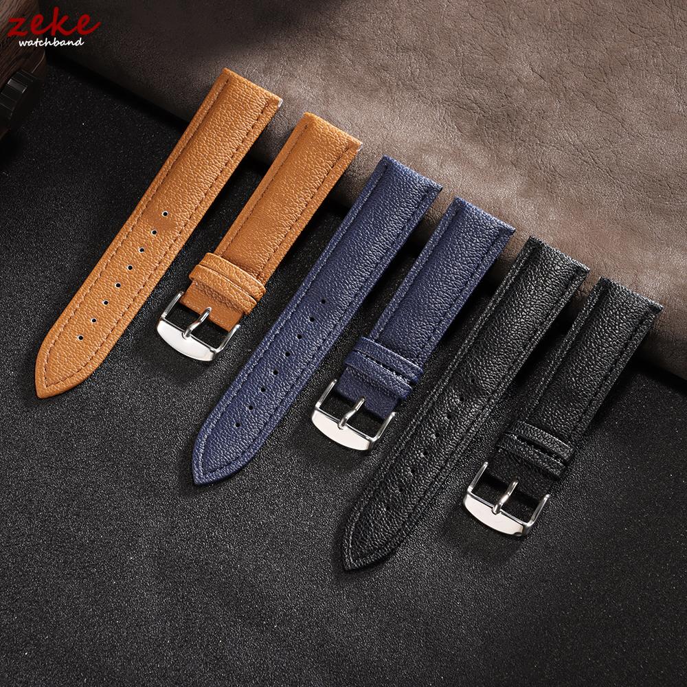 Universal Leather Watch Band 12mm 14mm 16mm 18mm 20mm 22mm Watch Straps Women & Men Thin Smooth Bracelets Soft Comfortable Belt