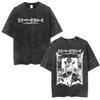 Death Note Ryuk Yagami Light Vintage Washed T Shirt Oversized Women Men Cotton Tshirt Fashion Short Sleeve Tshirts Streetwear