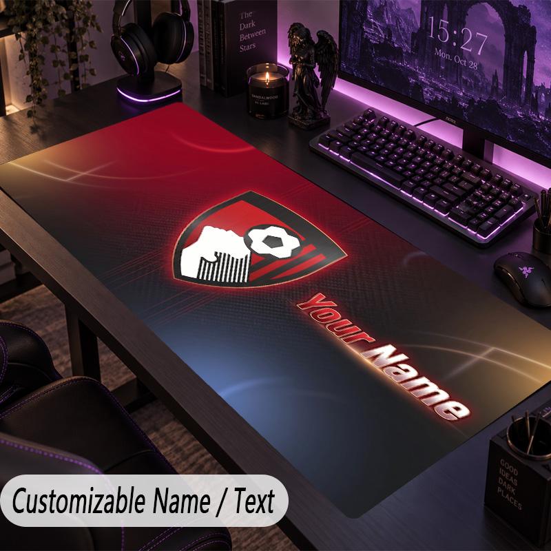 Custom Text Big Mousepad, Extended Desk Pad For Laptop Work GameBournemouth Football
