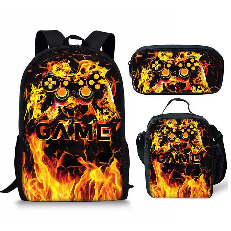 Spielkonsolen-Schülerrucksack D-made Dreiteiliges Paket, Federmäppchen, Bedruckter Rucksack, Rucksack