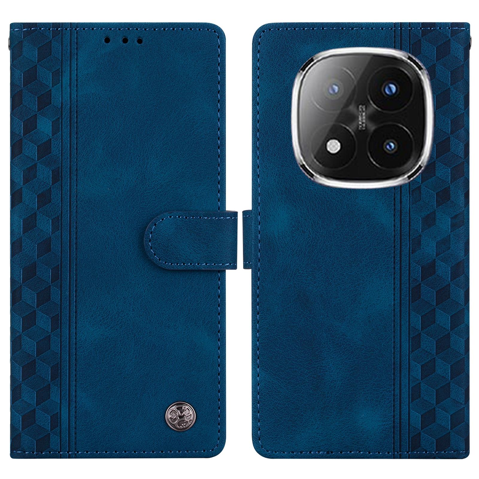 

Для Xiaomi Redmi Note 14 Pro+ 5G Кожаный чехол с тисненым клетчатым узором Кошелек Подставка Флип-чехол для телефона Blue