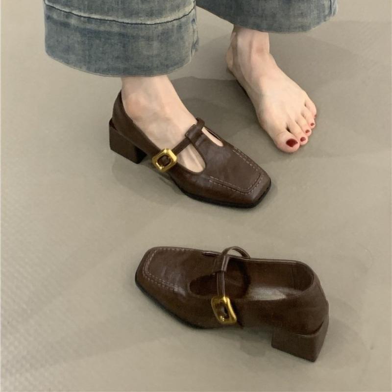 French Retro T-shaped Mary Jane Shoes for Women in Spring and Autumn 2025, New Style with A Bold Heel for Commuting Women