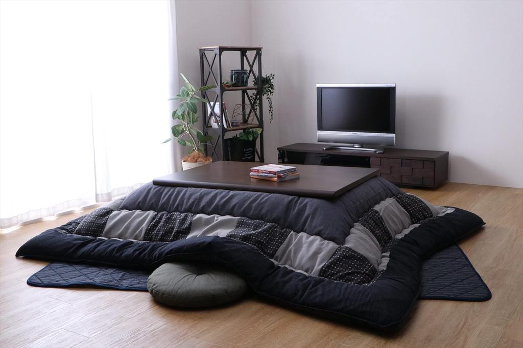 Ikehiko Kotatsu Futon Hazuki Gray Square 205 X 205 Cm Single Item Cotton Modern Patchwork Suitable for Cm Square Kotatsu Stand Approx. 80-90