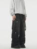 2024 Unisex American Retro Yellow Multi-Pocket Workwear Jeans - Loose Straight Hip-Hop Style
