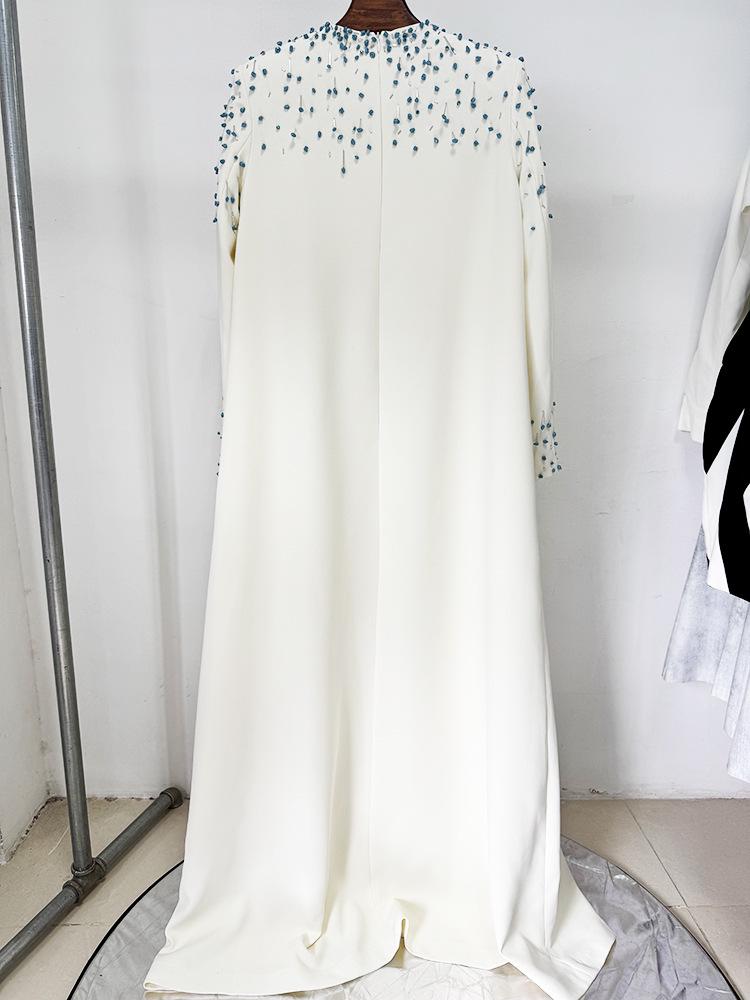 2026 Europäisches & Amerikanisches Designer-Abendkleid mit schweren Perlenverzierungen und langen Ärmeln