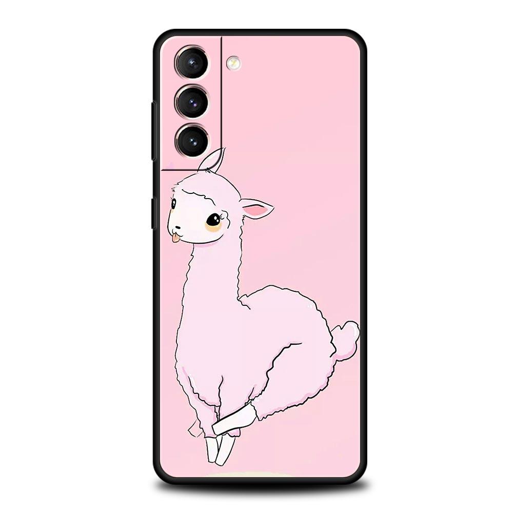 Kawaii Alpaca Lovely Phone Case For Samsung Galaxy S24 S23 S22 S20 Ultra S21 FE 5G S10 S9 Plus S10E S8 Soft Silicone Cover