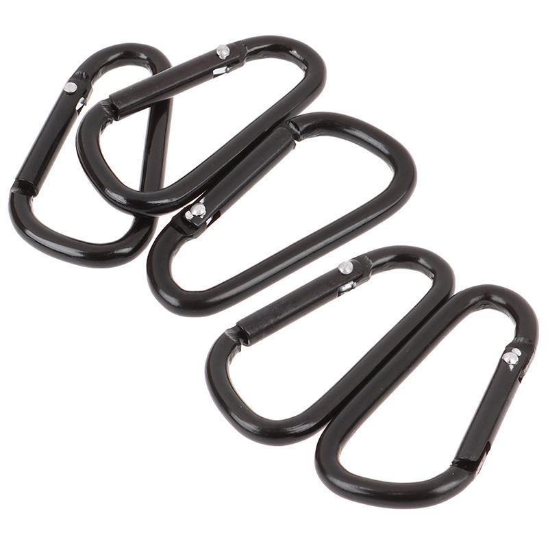 10Pieces Black D Shaped Aluminum Alloy Carabiner Hook Keychain Accessories