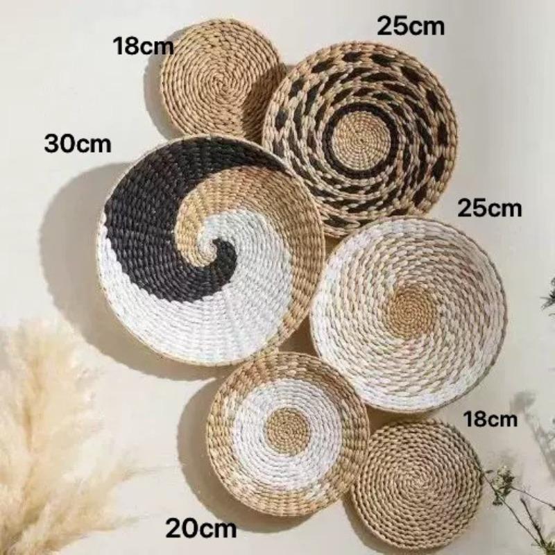 3/4/7pcs Bohemian Style Wall Basket Set Hanging Wall Basket Decoration Bohemian Style Wall Decoration Environmental Round Art