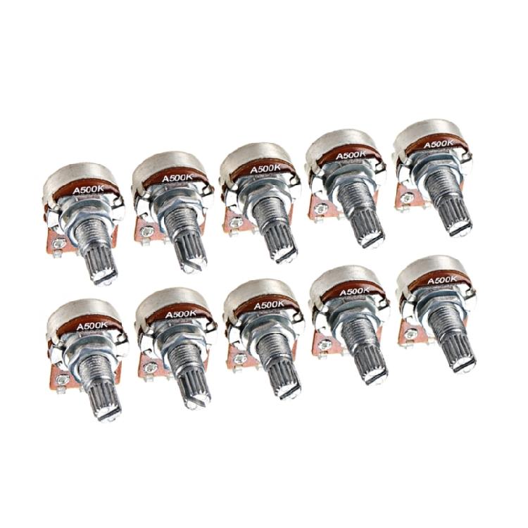 Set of 10 500K Ohm Potentiometer Split Shaft Design Metal Texture for Stable Volumes Tone Control in Guitars Basses Amps 1