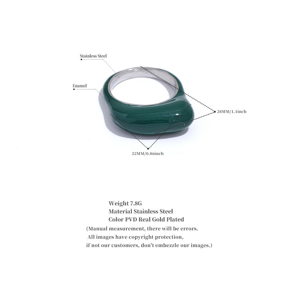 Yhpup biała zielona kawa emalia stal nierdzewna minimalistyczny INS elegancki pierścionek kobiety spersonalizowana biżuteria na palce