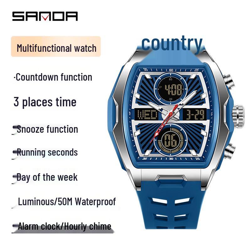 Sanda Multi-functional Luminous Student Sports Watch - Waterproof Barrel Shape Design