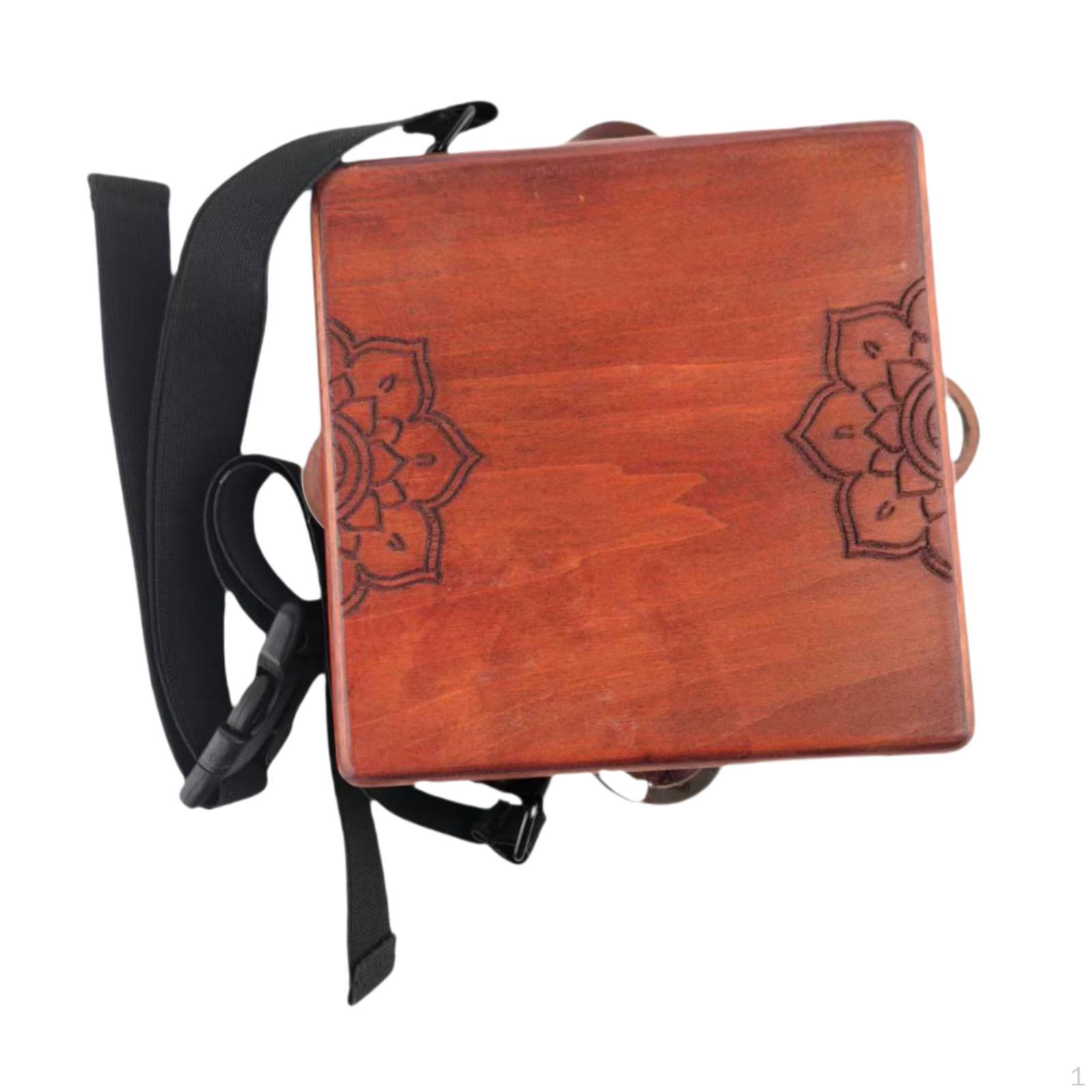 

Two Tone Cajon Hand Drum Metal for Beginners Professional Small 5.9 inch Portable Compact Wooden Box