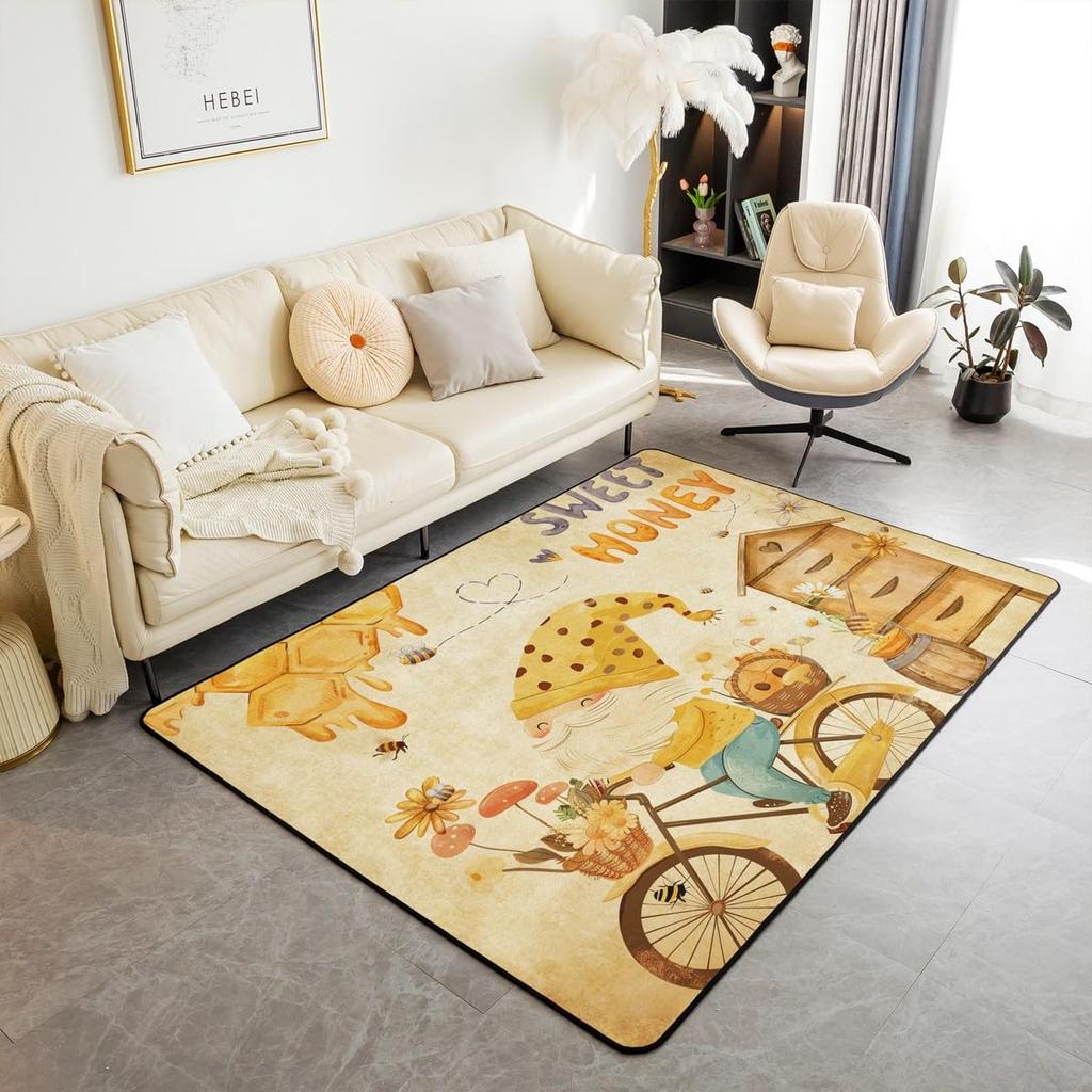 Erosebridal Cartoon Axolotl Area Rug 5x7 for Kids Boys Girls Bedside, Kawaii Axolotl Indoor Floor Mat Non Slip, Cute Reptiles Fish Sea Weed