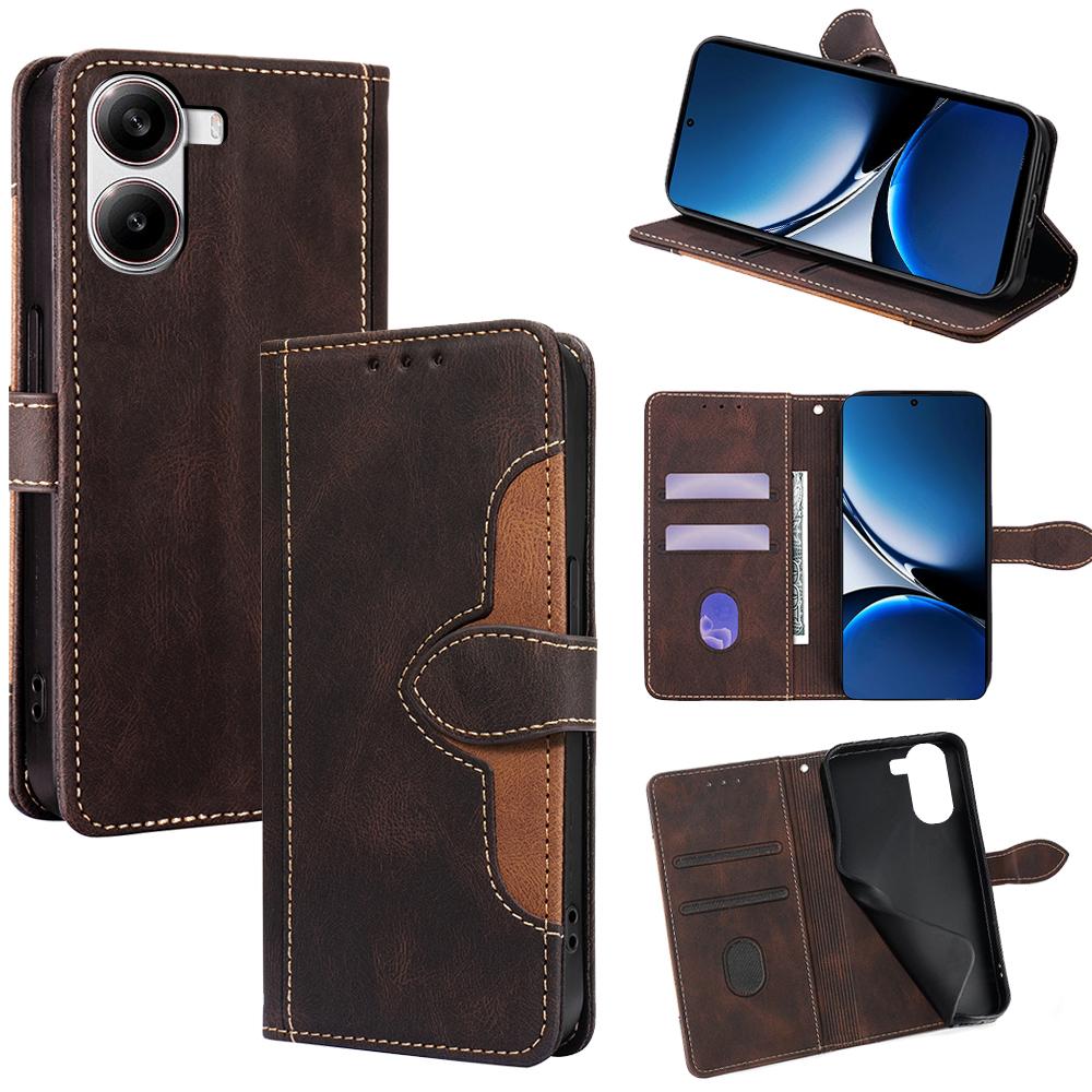

For Xiaomi Redmi Turbo 4 5G/Poco X7 Pro 5G Case Leather Wallet Phone Cover with Straw Hat Magnetic Clasp Brown