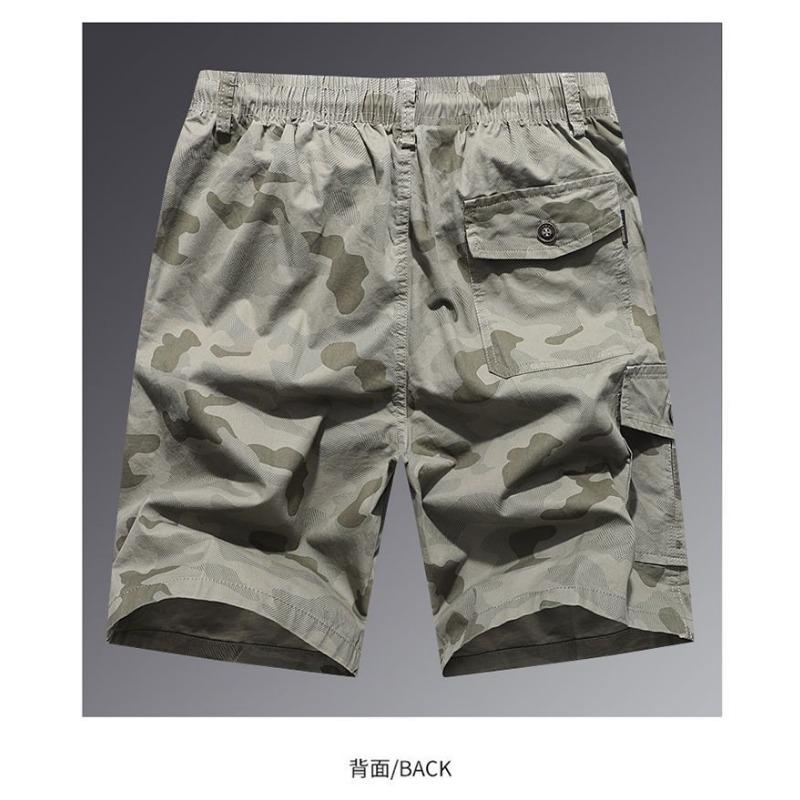 Men's Camouflage Cargo Shorts Drawstring Waist Multi Pocket Lightweight Casual Outdoor