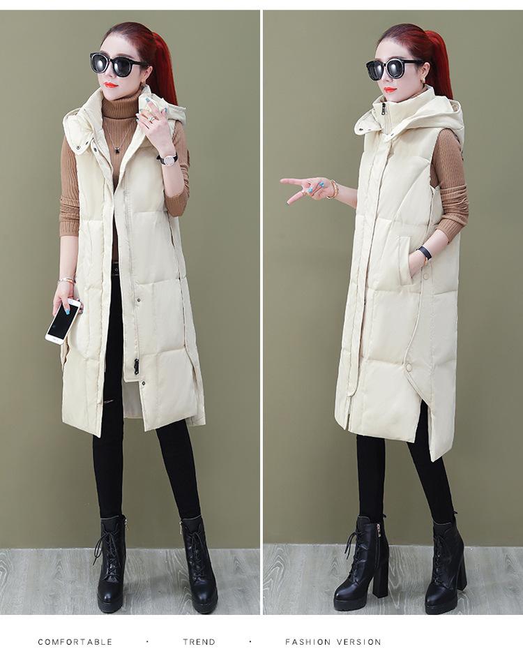 Gilet con cappuccio tinta unita da donna autunno inverno caldo ispessimento sciolto giacca senza maniche da donna