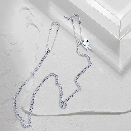 Unisex Clothes Pin Single/Double Layer Chain Polished Large Pin Alloy Pants Shirt Chest Suit Skirt Decoration