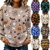 Women's Fashion Casual Long-sleeved Halloween Printed Round Neck Sweater Top