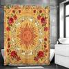 Sun and Moon Face Tarot Constellation Floral Shower Curtain, Bathroom Decorative Shower Curtain, Waterproof Shower Curtain with