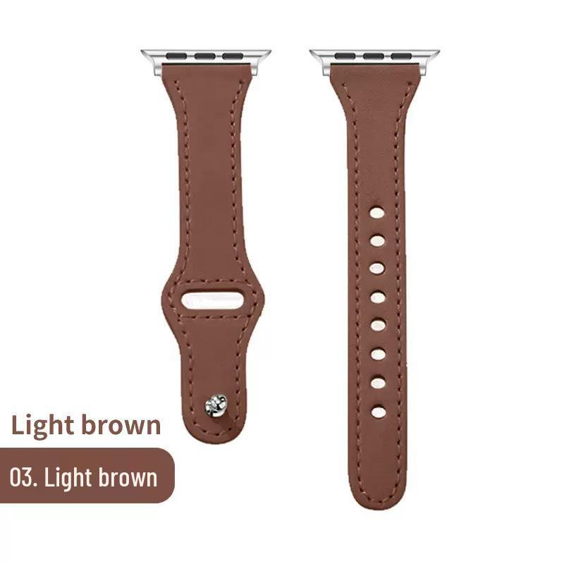 Compatible with Apple & Huawei: Retro Genuine Leather Snap-On Watch Band
