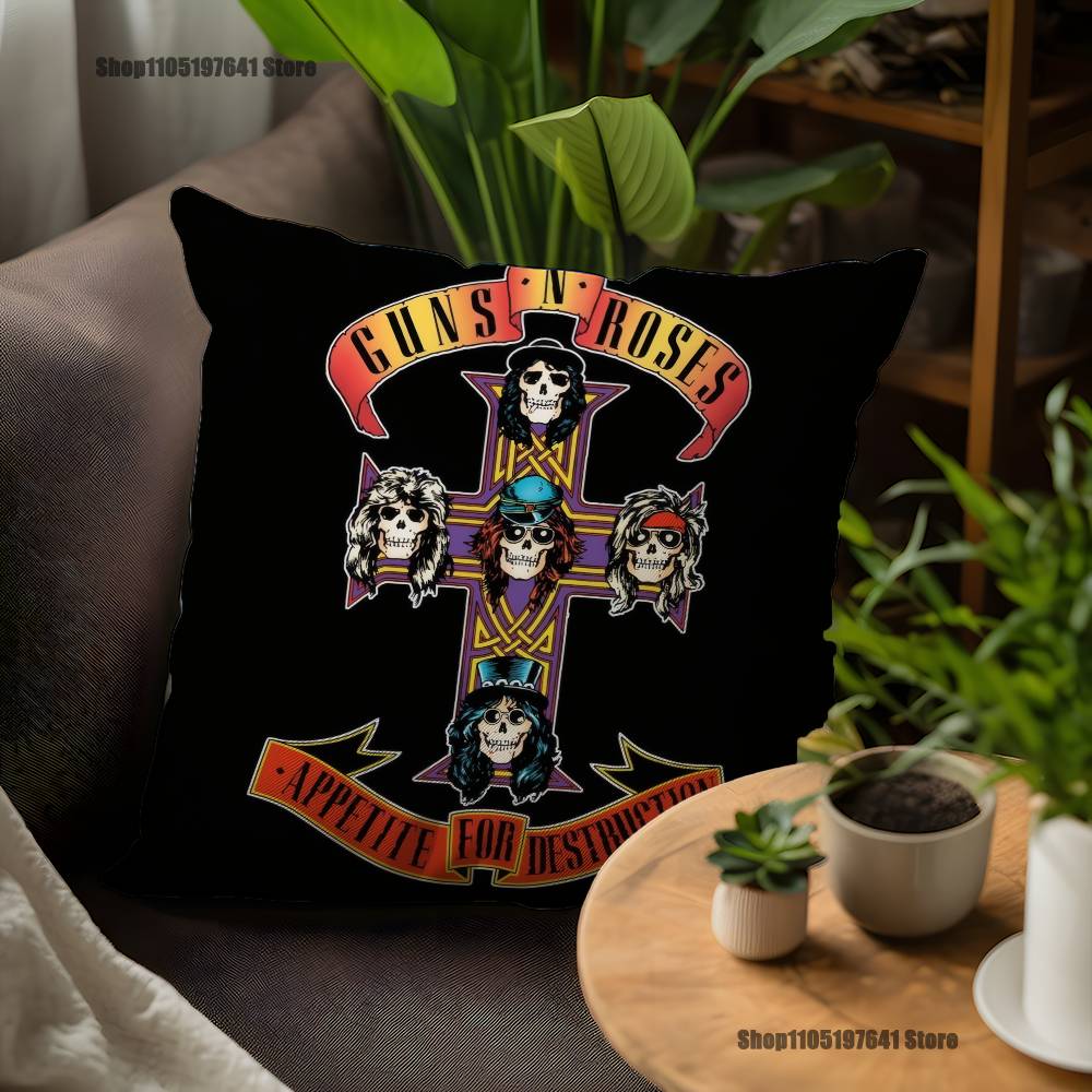 Band G-Guns N Roses Pillow Case For Sofa Decor Car Office Room Printing Cushion Cover Decorations and Protector