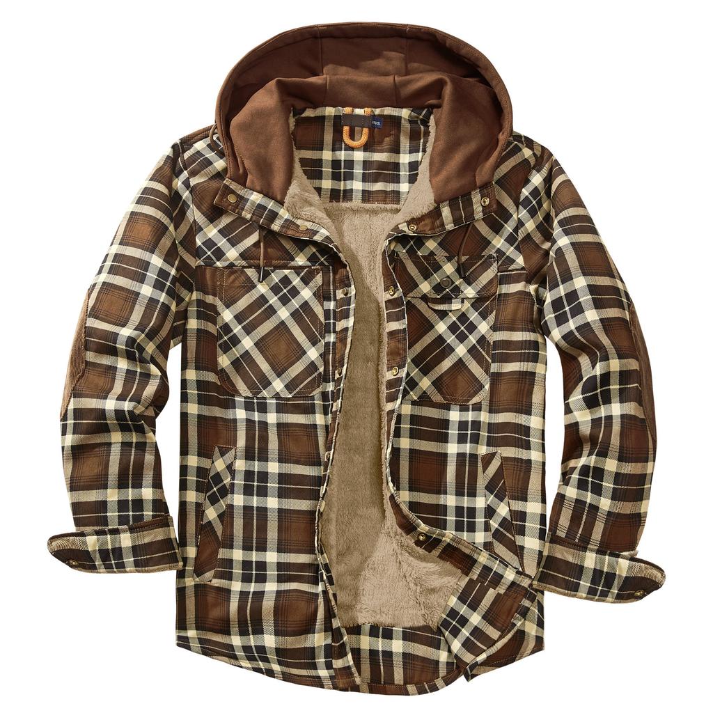 Hermosa Chaqueta de Talla Grande a Prueba de Frío y Viento Chaqueta Cálida Camisa Casual para Hombre Talla Grande con Terciopelo