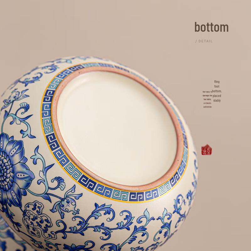 Qixuanyuan Blue and White Ru Kiln Gourd Ceramic Tea Caddy