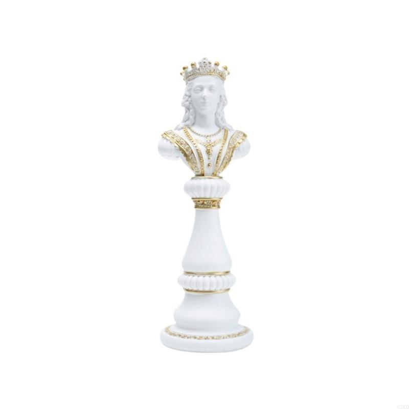 

62KD Черно-белая шахматная статуэтка Королева/Король/Конь Скульптура для изысканного домашнего и офисного декора Классический дизайн War Horse белый