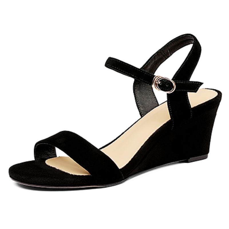 

Elegant Women s Sandals Wedge Heels Summer Shoes 2025 Genuine Leather Flip Flops Black Beige Footwear Shoes Girls Comfortable 39