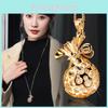 Elegant Korean Style Long Necklace For Women With Lucky Money Bag Design And Crystal Charm
